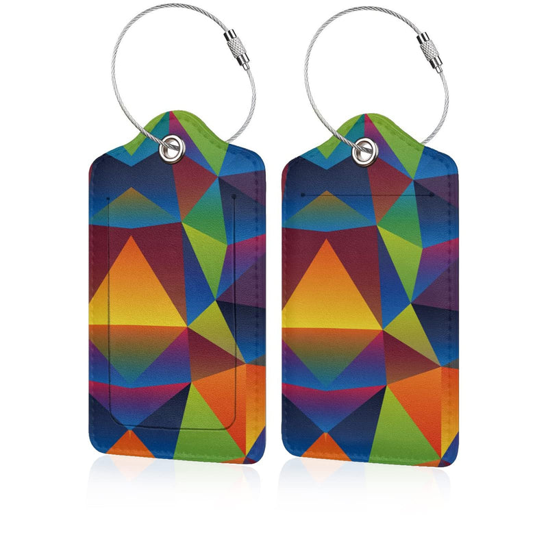 2 Pack Luggage Tag for Suitcase, Cute Leather Baggage Tag with Stainless Steel Loop Privacy Cover for Women Girls Bag Travel