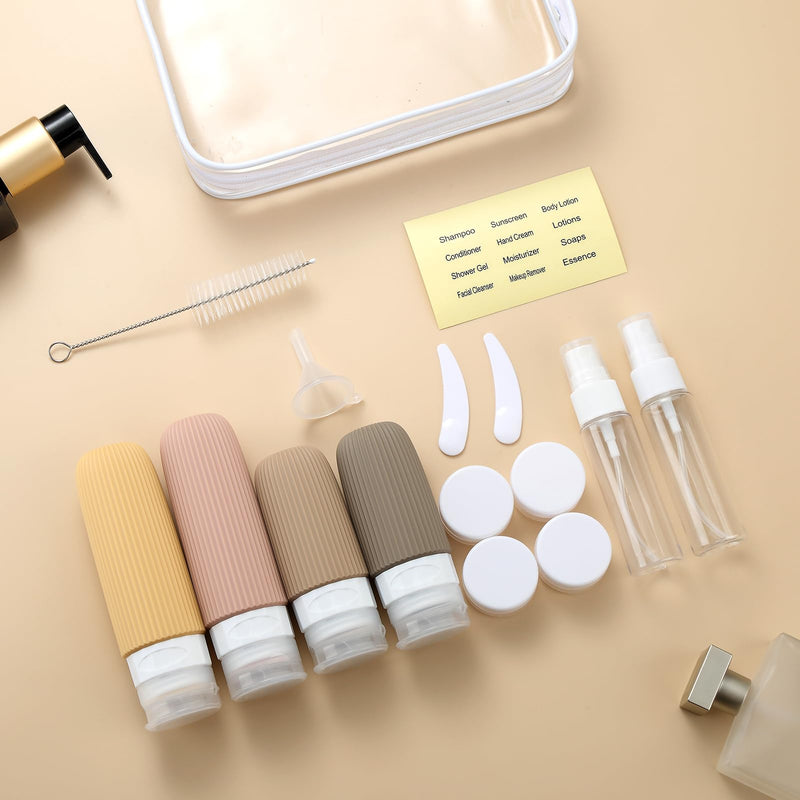 Mrsdry 16 Pack Travel Bottles Set, TSA Approved Leak Proof Silicone Squeezable Containers for Toiletries, Refillable Travel Accessories for Conditioner, Shampoo, Lotion & Body Wash Accessories