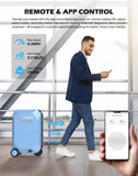 AOTOS Smart Rideable luggage-Roller carry-on luggage 22x14x9-TSA, Airline-Approved 22 inch Hardshell,Zipperless Travel Suitcase with Rolling WheelsApp Control -Cabin Suitcase for Airport Travel(Blue)
