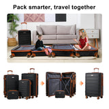 AAIVV 4 Piece Luggage Set Expandable ABS Travel Suitcase Set TSA Lock Hardshell Durable Lightweight Traveling Luggage Sets Gift for Back to School (Black, 28in26in20in13in)