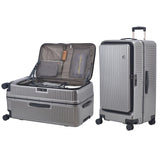 Kaleenie 29 Inch Aluminum Checked Luggage with Side Opening Zipper, 40 * 37 * 77cm, 113L, Lightweight Hardshell ABS+PC Suitcase with TSA Lock, 360° Universal Wheels, Dark Gray