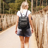 Marvolia PU Leather Backpack Purse for Women Large Fashion Designer Travel Backpack Ladies Shoulder Bag - Black