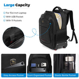 360° rotating Water Resistant Rolling Backpack with 4 Removable Wheels for Adults,Airline Approved Carry on Luggage Fit 15.6 Inch Laptop Travel Backpack with USB Charging Port