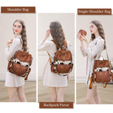 AGLOD Leather Backpack Purse for Women Designer Ladies Shoulder Bag Fashion Faux Work Travel Daypack
