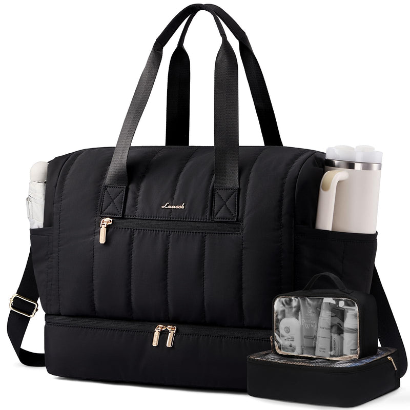 LOVEVOOK Travel Duffle Bag,Puffer Weekender Bags For Women with Shoe Compartment,42L Carry On Duffel Overnight Bags For Airplanes,Hospital Bag for Labor and Delivery,3Pcs Set