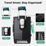 cllson Carry on Luggage Aluminium Frame with Cup Holder,Top opening Suitcases and USB Charging Port,Lightweight with Front Pocket Rolling Suitcases with Spinner Wheels (Black, 20Inch)