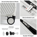 mixi 26 Inch Large Checked Luggage Suitcase with Spinner Wheels Upgrade Wide Handle PC Hard Shell Rolling Travel Suitcase with TSA Lock, Smoke White