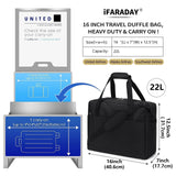 iFARADAY Carry on Duffle Bag for Travel - 16x7x12.5 Airline Approved Personal Item Travel Bag with Shoulder Strap for Men and Women (Black)