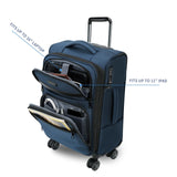 KROSER Softside Expandable Carry On Luggage with Front Business Pockets，20 Inch Suitcases with Spinner Wheels & Built-in TSA Lock, Durable Suitcase Rolling Luggage with USB Port, Haze Blue