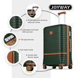 Joyway Carry On Luggage 20 Inch Expandable Suitcase with Spinner Wheel, 4 Piece Hard Shell Luggage Set with TSA Lock(Green brown)