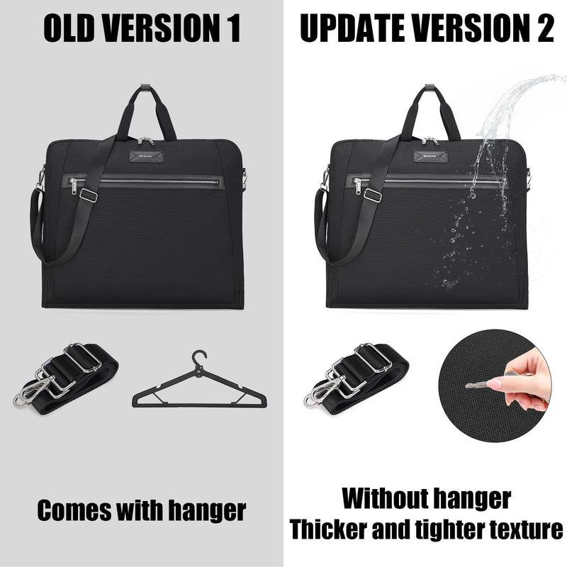 BE SMART Waterproof Foldable Garment Bags for Travel, 51" Large Travel Hanging Bags for Clothes, Carry on Suit Bag with Strap for Men Women, Wrinkle Free Luggage Suit Cover for Business Trips(Black)