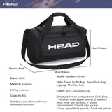 HEAD 45L Gym Duffel Bag with Shoe Compartment & Wet Pocket, Waterproof Large Capacity Sports Bag for Men, Durable Crossbody Weekender for Workout, Fitness, Swimming, Travel