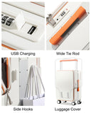 Joyway Carry on Luggage Airline Approved, Hardside Top Opening Carry-on Suitcase with Front Pocket and USB Port, Aluminium Frame 20 Inch Luggage with TSA Lock and Spinner Wheels