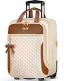 Underseat Carry On Luggage with 2 Wheels, Airline Approved Personal Item Suitcase with Multiple Compartments, Lightweight Softside Under Seat Carry-on Suitcases for Women Travel Business, Beige