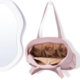 NISHEL Travel Puffy Tote Bag For Women, Ultra-Lightweight Large Tote Purse For Office Day And a Short Weekend, Peach Pink