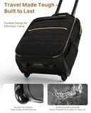 Rolling Puffer Backpack for Women, Wheeled Laptop Backpack, Short-Term Travel Backpack with Wheels, Roller Adults Work Computer Bag, Water Resistant Overnight College Underseat Carry on Luggage, Black