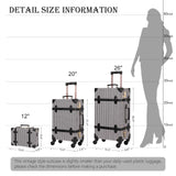 UNIWALKER Vintage Luggage Set of 3, Retro Spinner Trunk with Combo Lock for Women, Cute Designer Travel Suitcase Set with Train Case (26"+20"+12", grid)