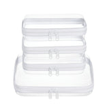 WELPIRT 4 pcs Clear Zipper Pouches,Hard Shell Zipper Case, Toiletry Bag for Travel, CLear Diaper Bag, Toiletry Pouch, Travel Organizer, Cosmetic Bag,Toy Storage Bins (M+3S)