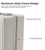 feilario Aluminium Frame PC Hard Shell Spinner Wheels Luggage,20.8"X15"X8.7 Airline Approved Built-In TSA lock Carry on Suitcase, with Cup Holder, USB Port, Phone Holder