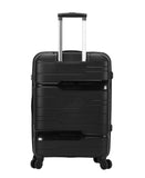 Rockland Linear 3-Piece Hardside Spinner Wheel Luggage Set, Black, 3-Piece Set (19/23/27)