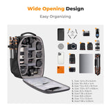 K&F CONCEPT Camera Backpack,Hardshell Photography DSLR Camera Bag with 15-15.6 Inch Laptop Compartment Waterproof Hard Shell Camera Case Compatible with Canon/Nikon/Sony/DJI Mavic Drone