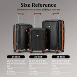 Joyway Luggage Sets 5 Piece PP Hardshell Carry on Suitcase, Travel Lightweight Carry-on with Double Spinner Wheels and TSA Lock, Black Brown