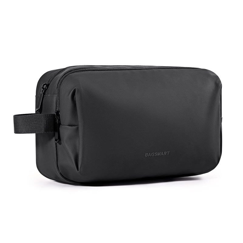 BAGSMART Toiletry Bag for Men, Travel Toiletry Organizer Dopp Kit Water-resistant Shaving Bag for Toiletries Accessories, Door Room Essentials,Black-basic