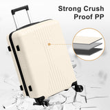 Karl home Luggage Sets 4 Piece, PP Hard Case Suitcase Set with Built-in Lock Spinner Wheels, Lightweight Durable Carry on Luggage for Business Travel - White (16/20/24/28")