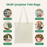 Carbrea 12 Pack Canvas Tote Bag - Lightweight Thin Tote Bags Bulk Blank Shopping Reusable Grocery Bags for DIY Gift Sublimation Activity - Beige