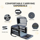 Lekereise Top-Expandable Pet Carrier 17x11x9.5 Inch Alaska Hawaiian Airline Approved Soft Sided Underseat to 12lbs Travel Carriers for Small Cats and Dogs with Locking Safety Zippers Anti-Scratch Mesh