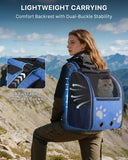 Cat Backpack Carrier, Ventilated Cat Backpack with Reflective Strips, Foldable Cat Carrying Backpack for Kitty Small Dog up to 15lbs (Blue)