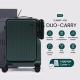 NOBL Duo Carry Carry-On Luggage with Detachable Side Bag, 22.1x14.6x10.5 Airline Approved, Noble Zipperless PC Hard Shell Suitcase & Crossbody, 360° Spinner Wheels, TSA Locks, USB Port - Forest Green