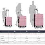 KEYTANG Explorer Expandable Luggage Set 3 Piece, Hardside Carry on Suitcase Sets with Spinner Wheels & TSA Lock, Lightweight Luggage Case for Travel & Business, Pink (20in/24in/28in)