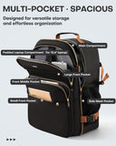 HOTOR Travel Backpack for Women - Large 15.6inch Laptop Computer Bag Water-Resistant Carry on Backpack Flight Approved Personal Item Travel Bag for Work, Business, College, Black, 13.0" x 7.9" x 17.3"