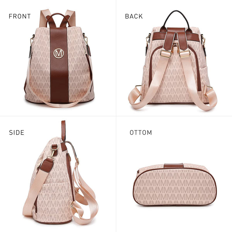 MKP COLLECTION Women Fashion Backpack Purse Multi Pockets Anti-Theft Rucksack Travel Shoulder Bag Handbag Set 2pcs