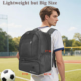 Rudmox Soccer Bag, Basketball Backpack, Sports Equipment Bag with Shoes Compartment Holds Sneak, Helmet, Basketball, Football, Vollyball, Gloves (Full Black)