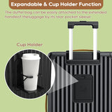 Joyway Carry On Luggage, Expandable Suitcase with Smart Cup Holder and USB Port, 20 IN Hardside Checked with TSA Lock Spinner Double Wheels, Black