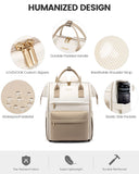 LOVEVOOK Laptop Backpack for Women 15.6 Inch, Travel Backpack with USB Charging Port Large Capacity Laptop Bag, Waterproof Bag for Business College Airline Approved Work Backpack(Beige)