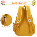 HuiLeo Cute Dcuk Backpack for Teens Girls Women, Kawaii Funny Aesthetic Corduroy Bookbag for High Middle School, Yellow