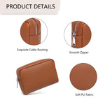 YONBEN Makeup Bag Large Capacity Women's Classic Black Wash Bag Adjustable Partition Wash Brush and Cosmetic Carrying Bag (PU/Saddle Brown)