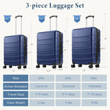 NEWBULIG 24 Inch Carry on Luggage, Lightweight Expandable Rolling Suit Case with TSA Lock, Hard Shell ABS Suitcase with Double Spinner Wheels, Blue