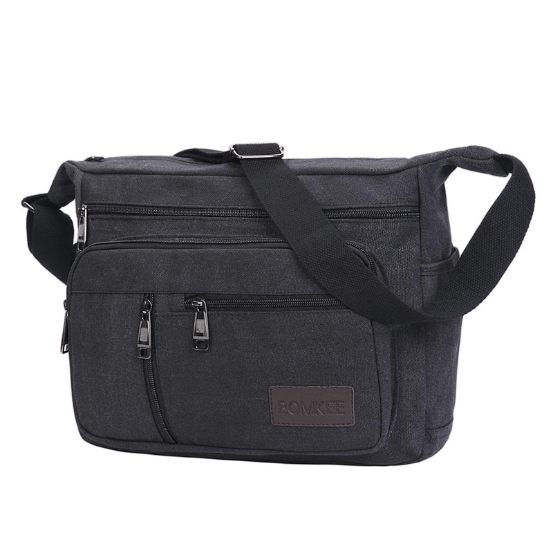 BOMKEE Canvas Messenger Bag, Satchel Bag Vintage Canvas Shoulder Bags Crossbody Laptop Side Bag for Work and Travel