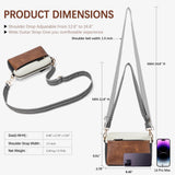 BOSTANTEN Small Crossbody Purse for Women Triple Zip Cell Phone Leather Shoulder Handbag with Wide Guitar Strap Brown with Black