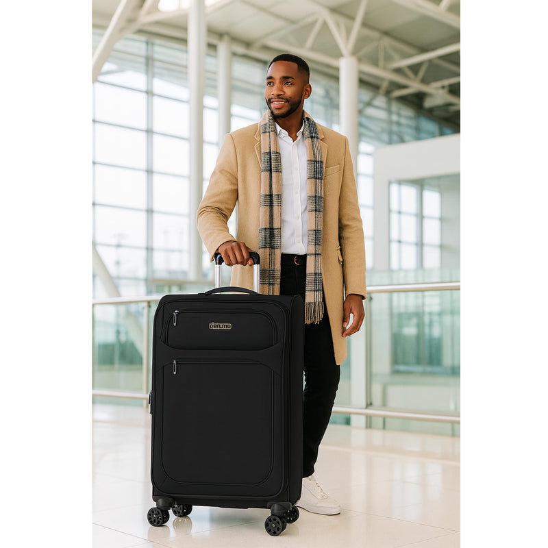 World Traveler Dejuno Cirrus 3-Piece Lightweight Expandable Spinner Luggage Set - Black