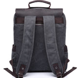 VASCHY Leather Laptop Backpack, Casual Canvas Campus Rucksack with 15.6 inch Laptop Compartment