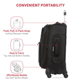 SWISSGEAR Sion Softside Expandable Spinner Luggage Durable Lightweight Travel Suitcase, Black, 2-Piece Set (21/29)