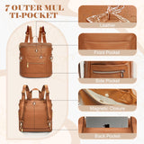 miss fong Diaper Bag Backpack Baby Diaper Bag, Large Leather Diaper Bag Backpack with Changing Pad,Pañaleras Para Bebe for Moms, Stroller Straps, and 2 Insulated Pockets(Convertible, Brown)