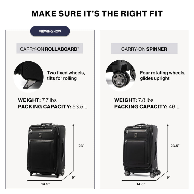 Travelpro Platinum Elite Softside Expandable Carry on Luggage, 2 Wheel Upright Suitcase, USB Port, Men and Women, Shadow Black, Carry On 22-Inch