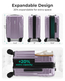 BAGSMART Expandable Carry On Luggage 22x14x9 Airline Approved, 20 Inch Travel Luggage with Spinner Wheels, Lightweight Hard Shell Suitcase Carry on Lavender Purple