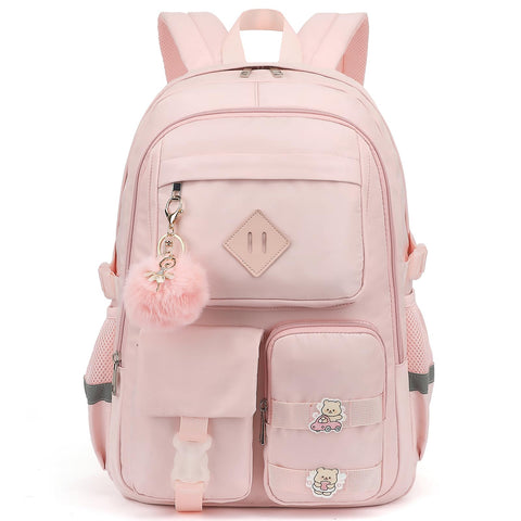 Xunteny College School Backpack for Girls, Women Travel Laptop Backpacks Teens Middle High School Bookbag (Pink)